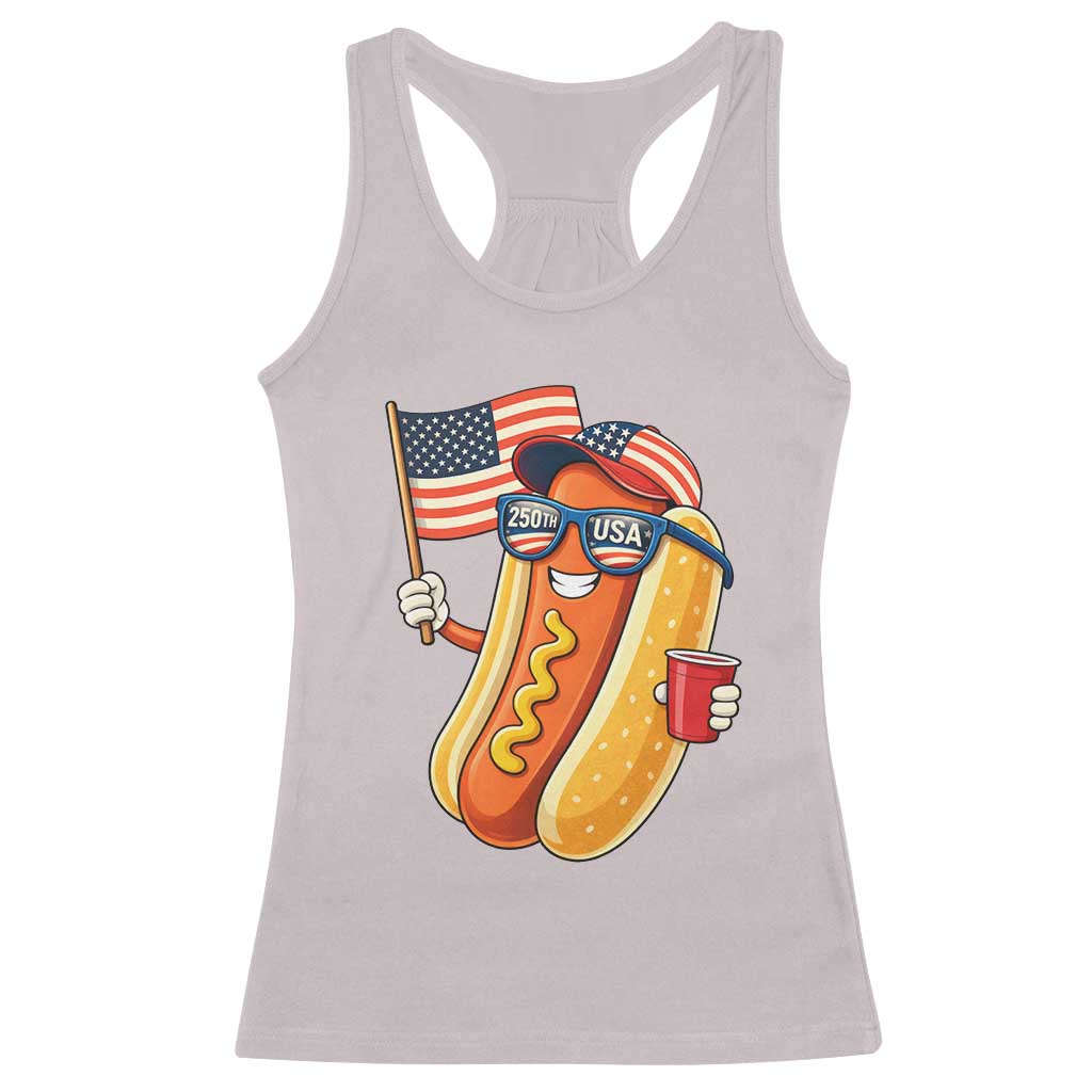 Funny Patriotic Hotdog Racerback Tank Top USA 250th Anniversary