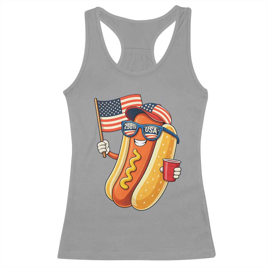 Funny Patriotic Hotdog Racerback Tank Top USA 250th Anniversary