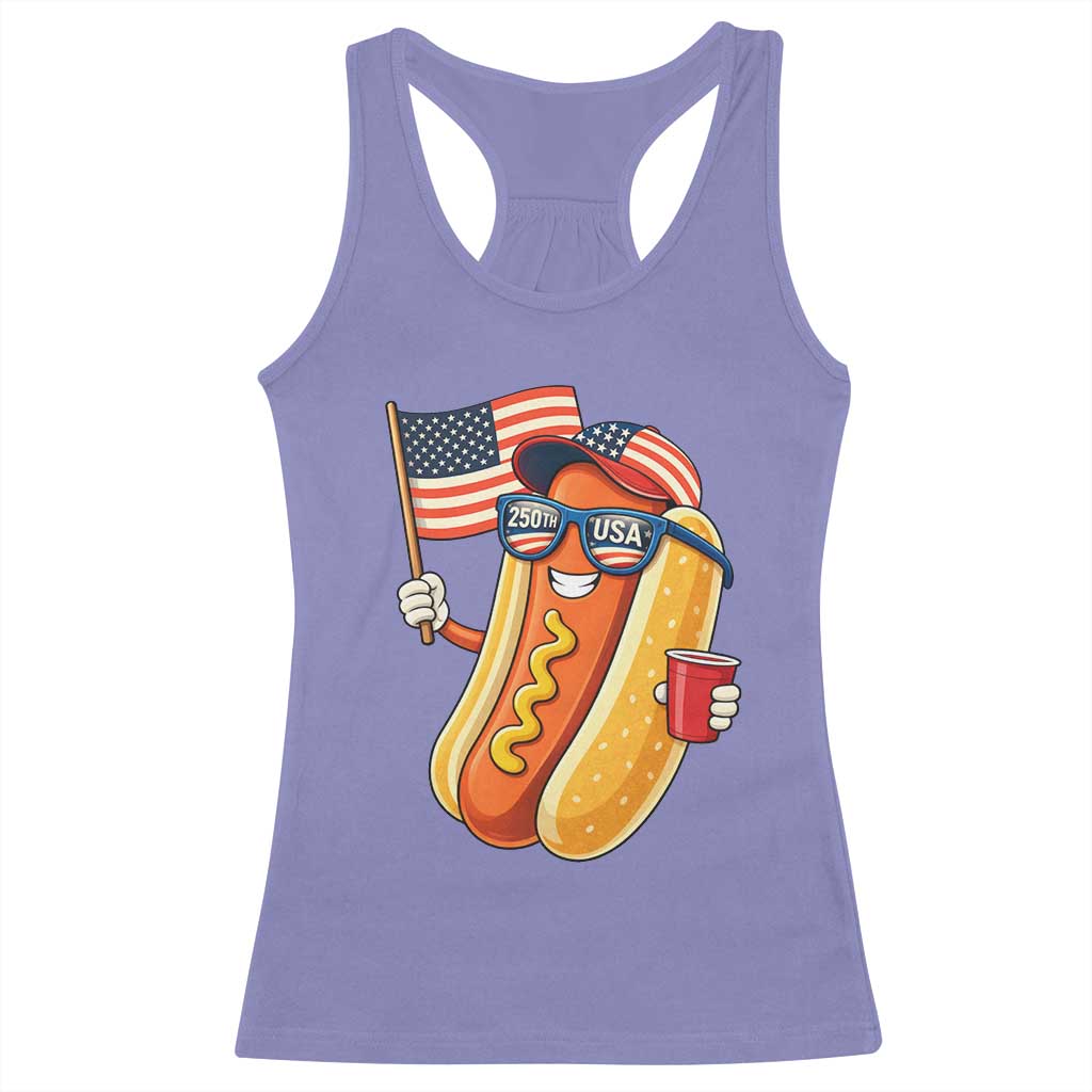 Funny Patriotic Hotdog Racerback Tank Top USA 250th Anniversary