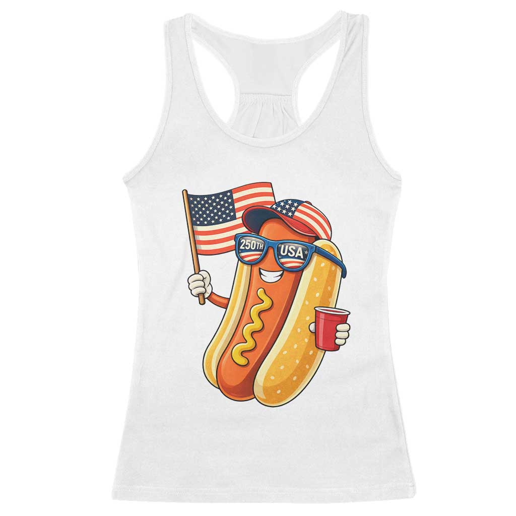 Funny Patriotic Hotdog Racerback Tank Top USA 250th Anniversary