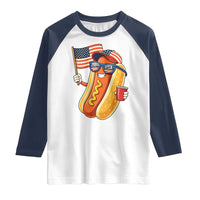 Funny Patriotic Hotdog Raglan Shirt USA 250th Anniversary