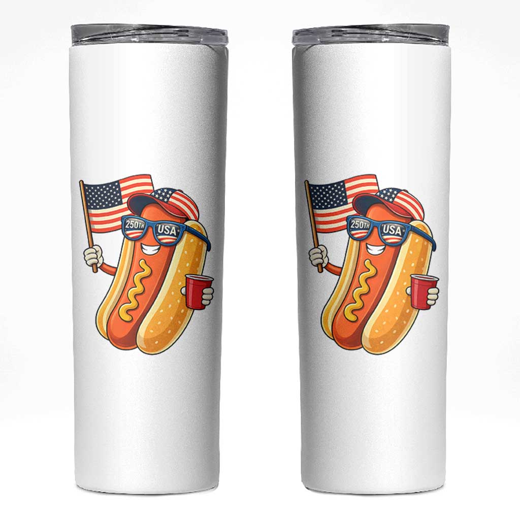 Funny Patriotic Hotdog Skinny Tumbler USA 250th Anniversary