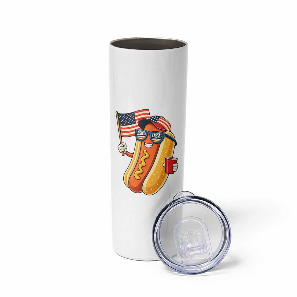 Funny Patriotic Hotdog Skinny Tumbler USA 250th Anniversary