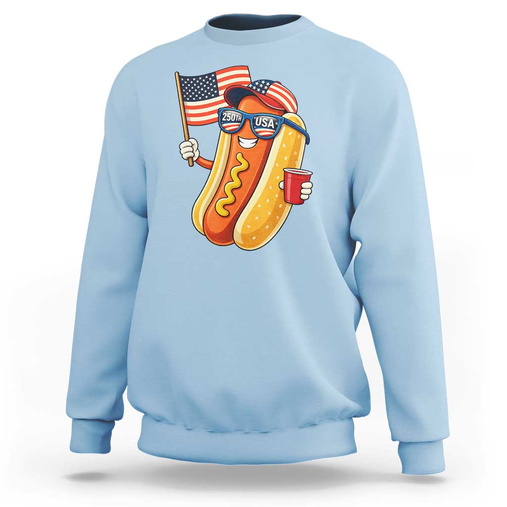 Funny Patriotic Hotdog Sweatshirt USA 250th Anniversary