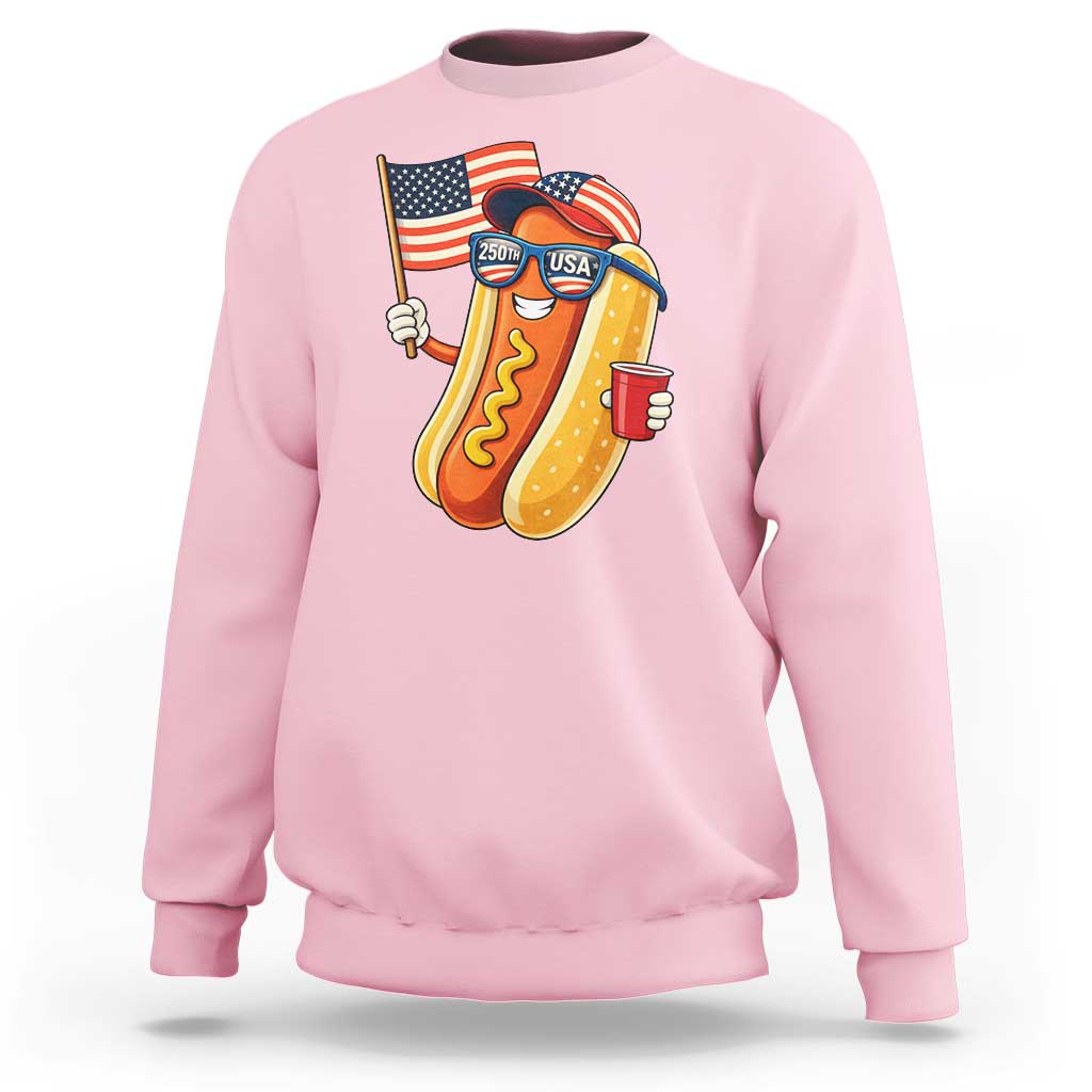 Funny Patriotic Hotdog Sweatshirt USA 250th Anniversary