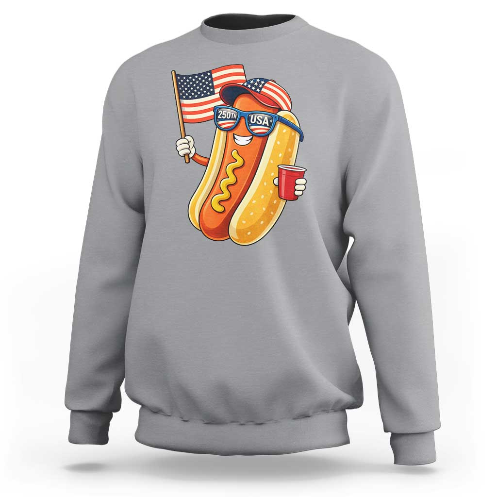 Funny Patriotic Hotdog Sweatshirt USA 250th Anniversary
