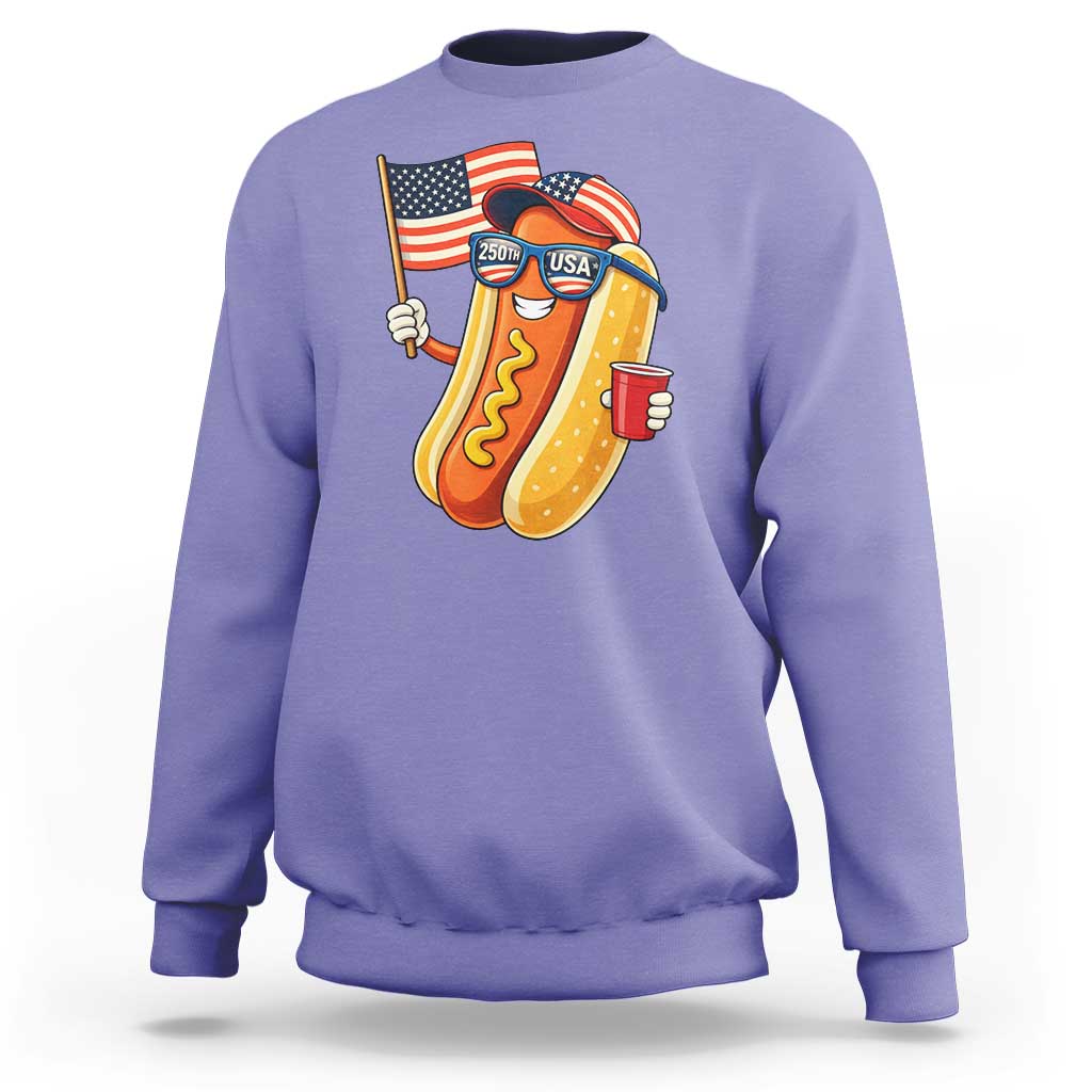 Funny Patriotic Hotdog Sweatshirt USA 250th Anniversary