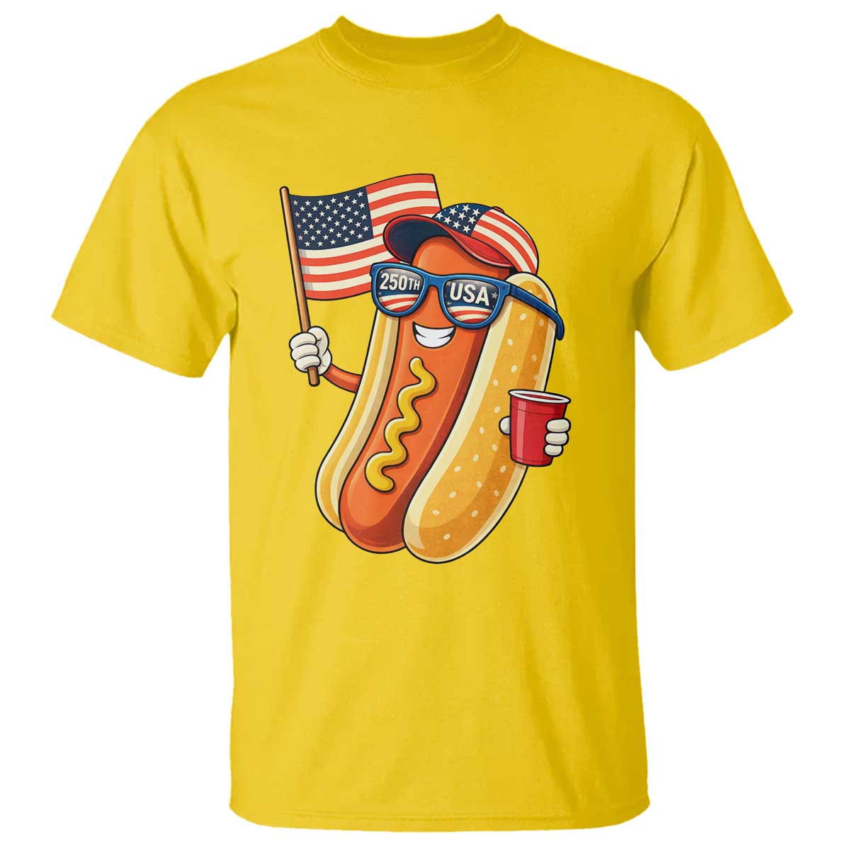 Funny Patriotic Hotdog T Shirt USA 250th Anniversary