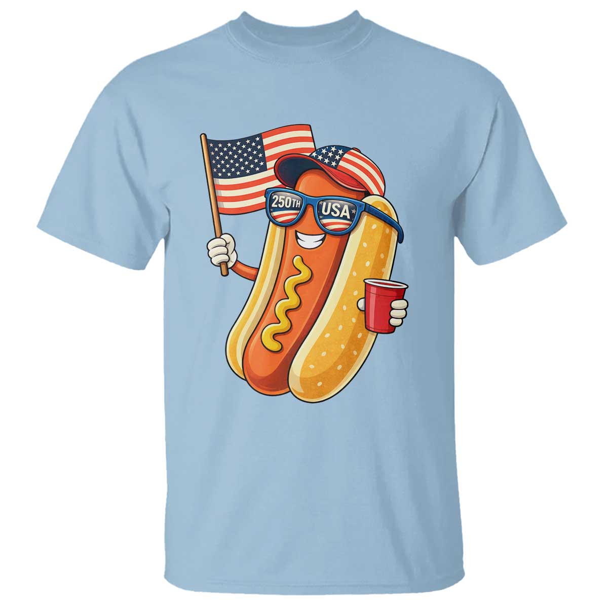 Funny Patriotic Hotdog T Shirt USA 250th Anniversary
