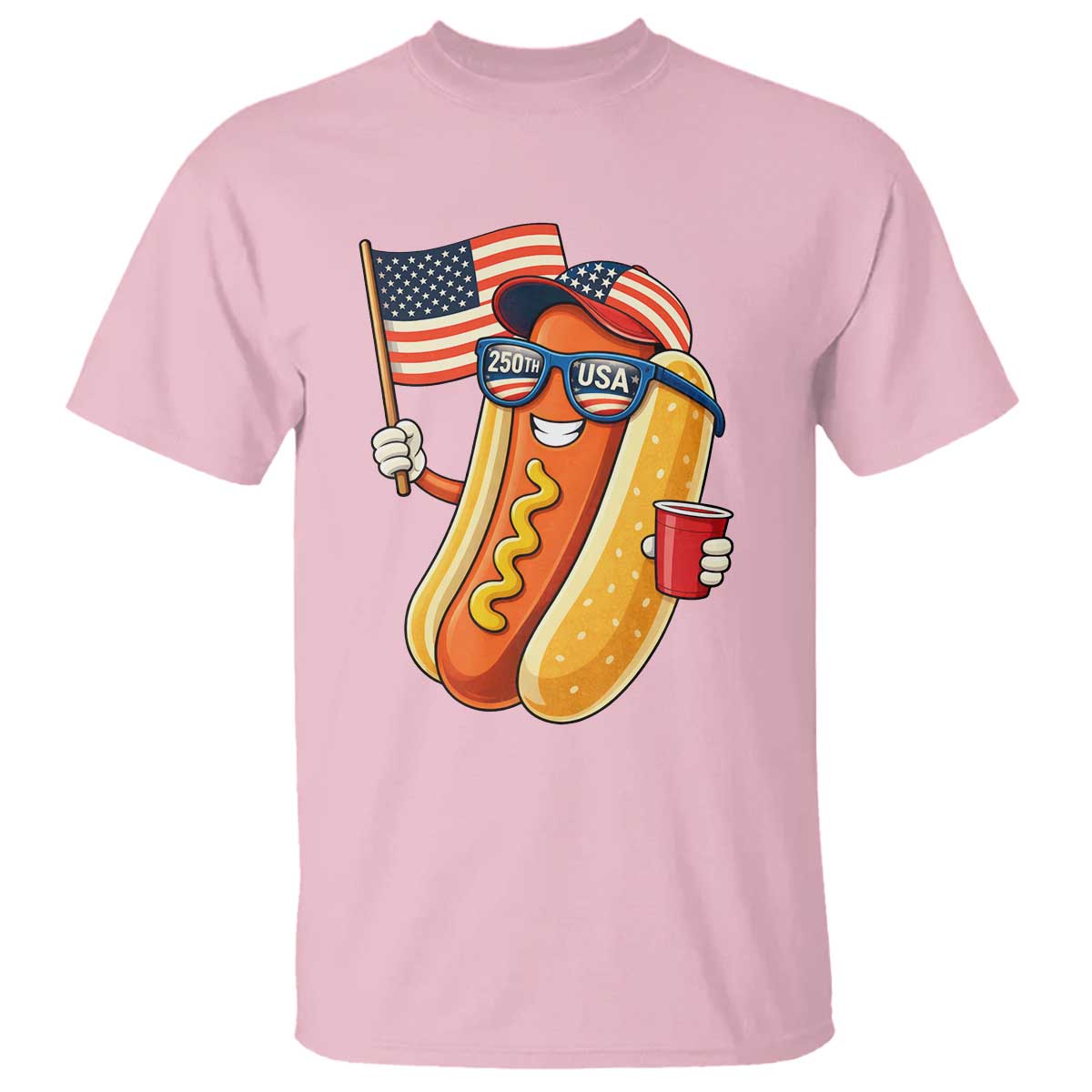 Funny Patriotic Hotdog T Shirt USA 250th Anniversary
