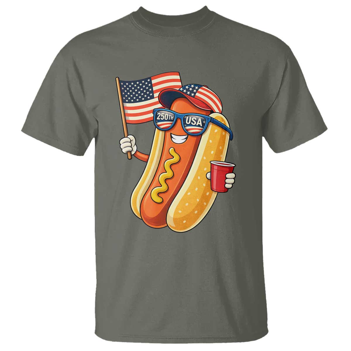 Funny Patriotic Hotdog T Shirt USA 250th Anniversary