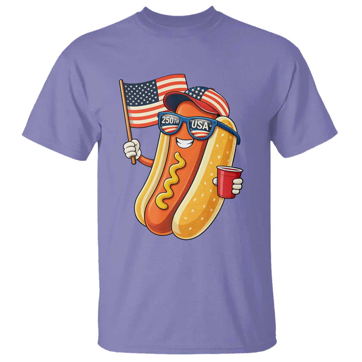 Funny Patriotic Hotdog T Shirt USA 250th Anniversary