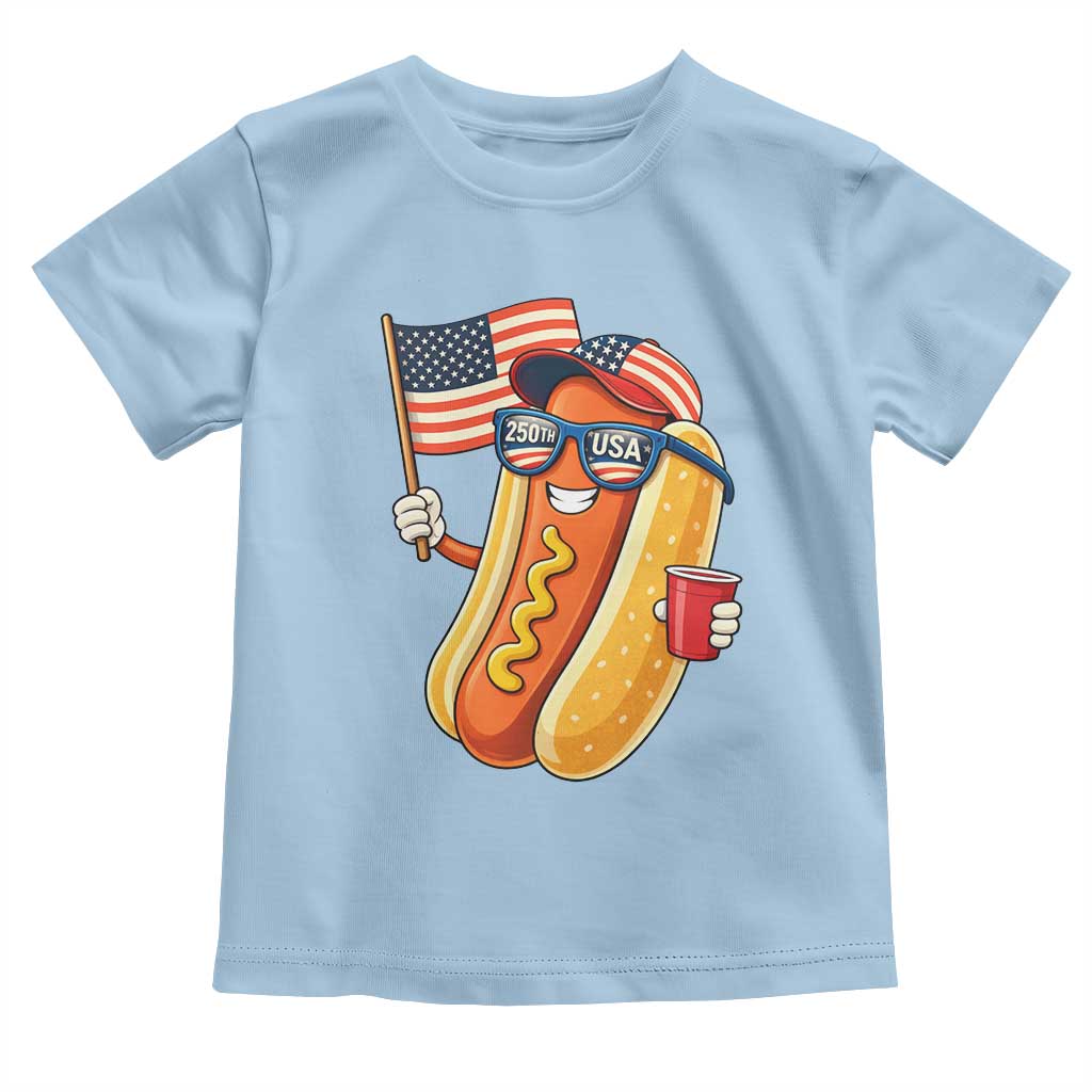 Funny Patriotic Hotdog Toddler T Shirt USA 250th Anniversary