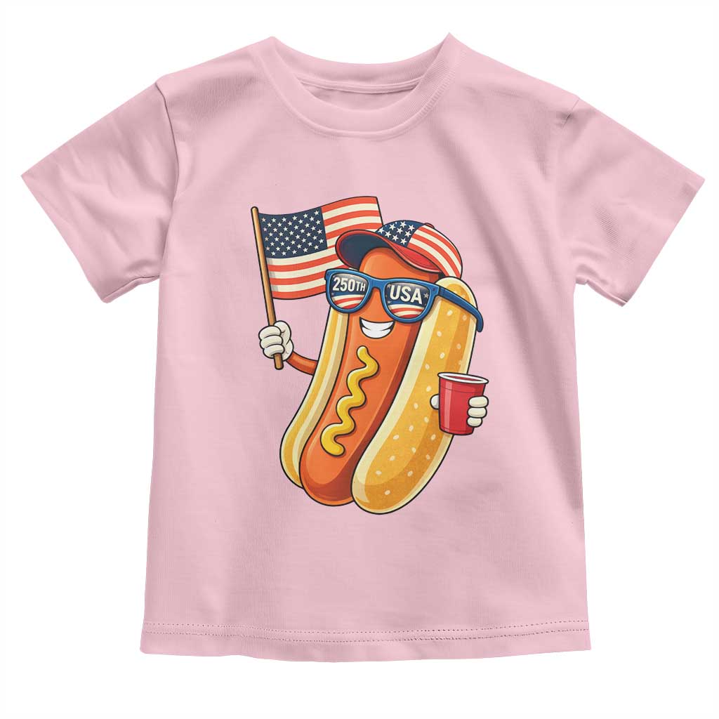 Funny Patriotic Hotdog Toddler T Shirt USA 250th Anniversary