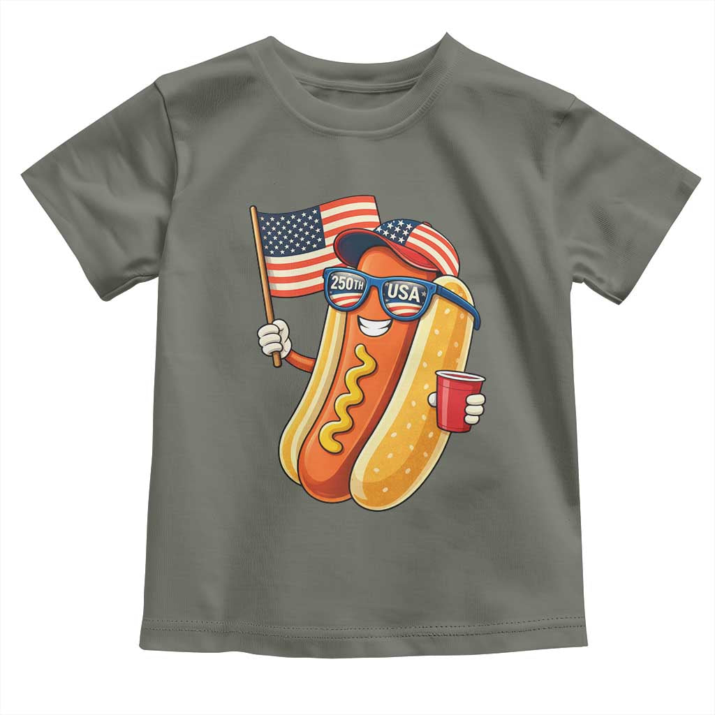 Funny Patriotic Hotdog Toddler T Shirt USA 250th Anniversary