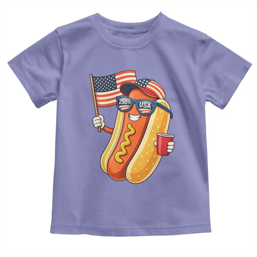 Funny Patriotic Hotdog Toddler T Shirt USA 250th Anniversary
