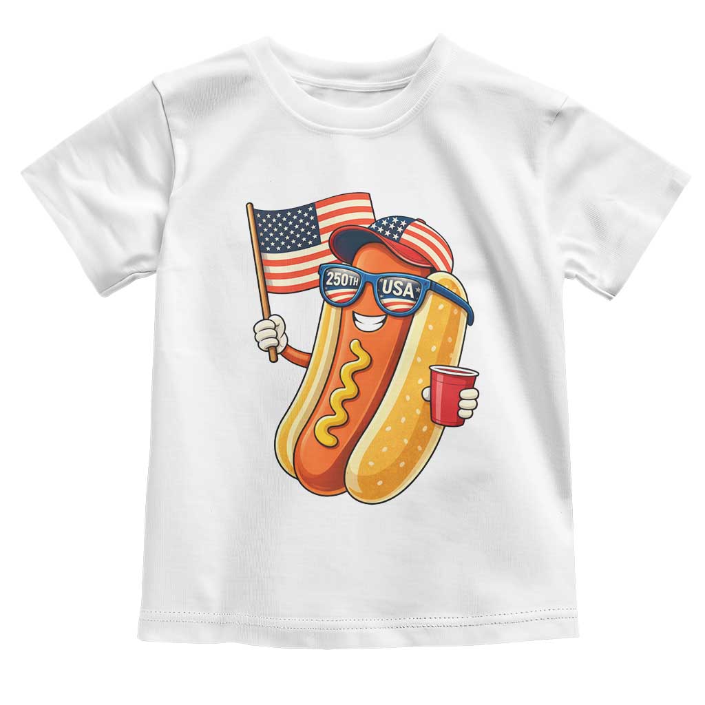Funny Patriotic Hotdog Toddler T Shirt USA 250th Anniversary