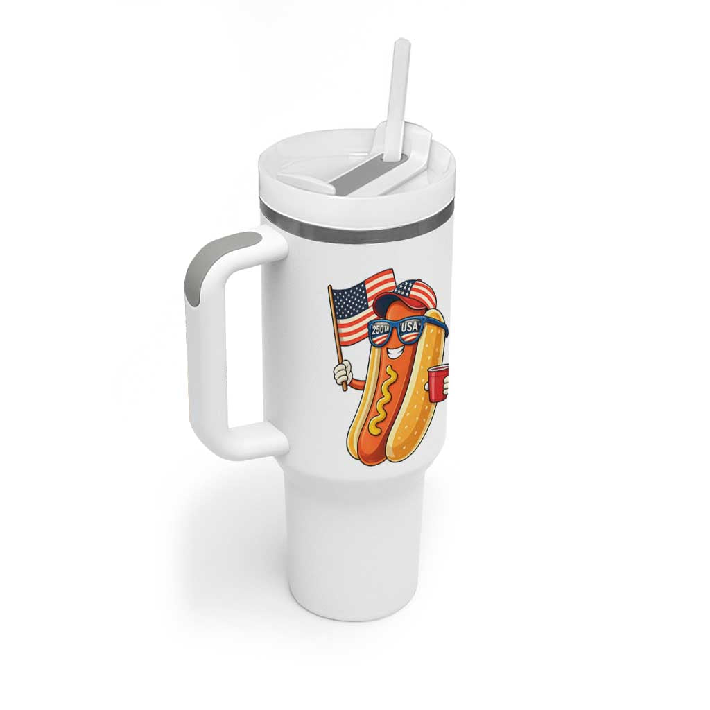Funny Patriotic Hotdog Tumbler With Handle USA 250th Anniversary