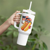 Funny Patriotic Hotdog Tumbler With Handle USA 250th Anniversary
