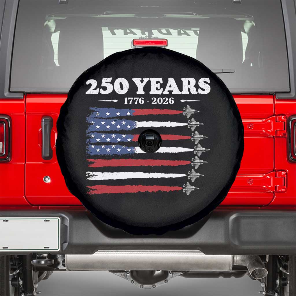 American Flag Fighter Jets Spare Tire Cover USA 250 Years Of Freedom