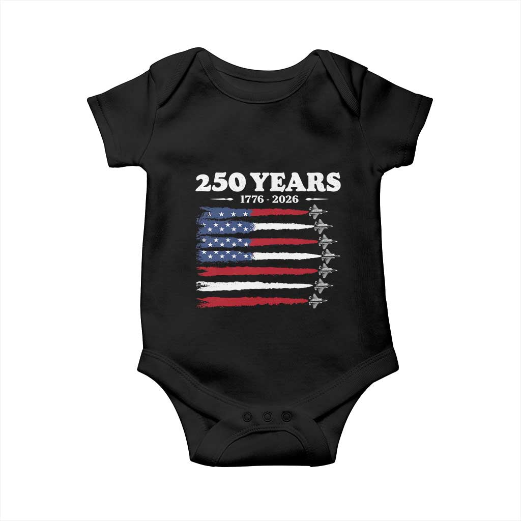 American Flag Fighter Jets Baby Onesie USA 250 Years Of Freedom