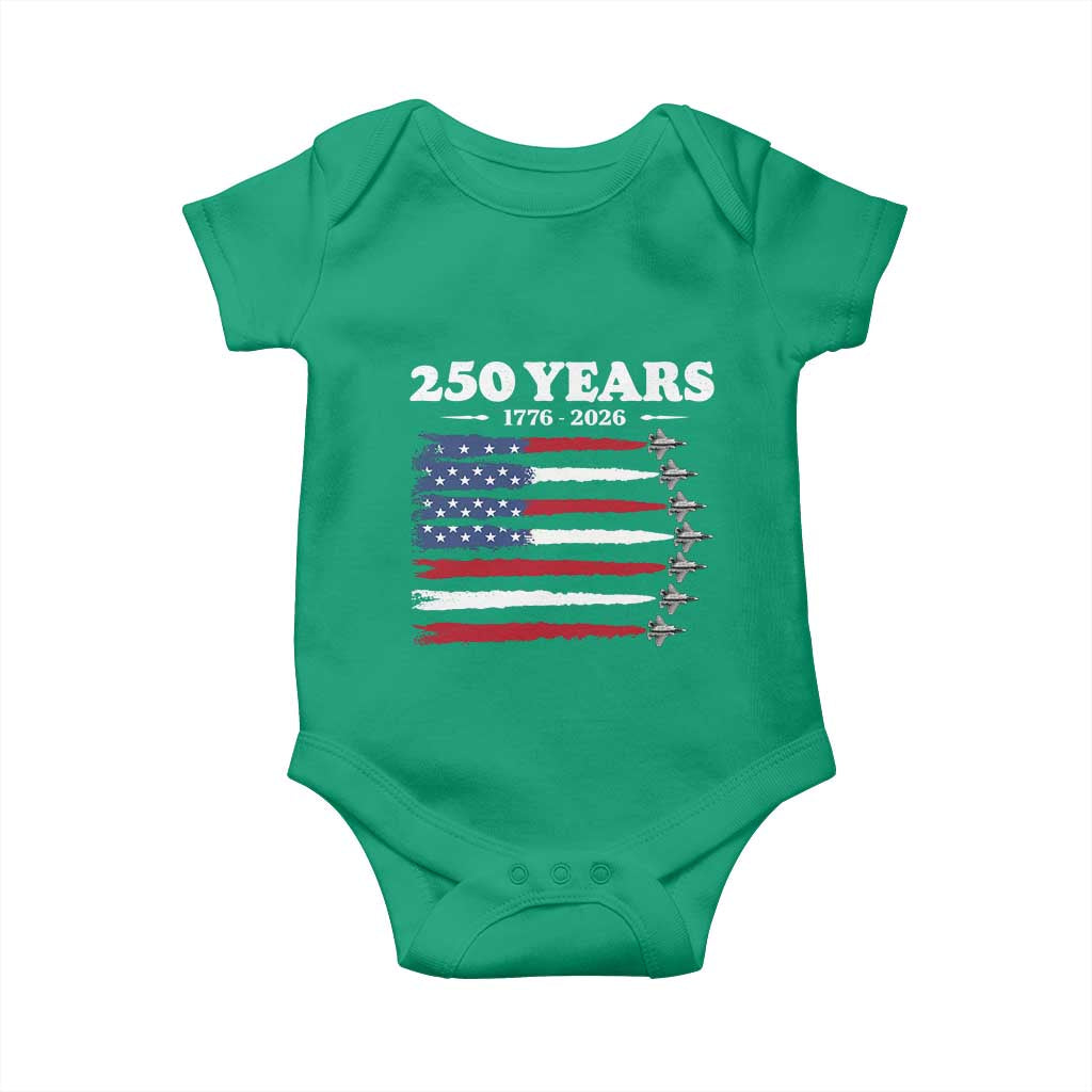 American Flag Fighter Jets Baby Onesie USA 250 Years Of Freedom