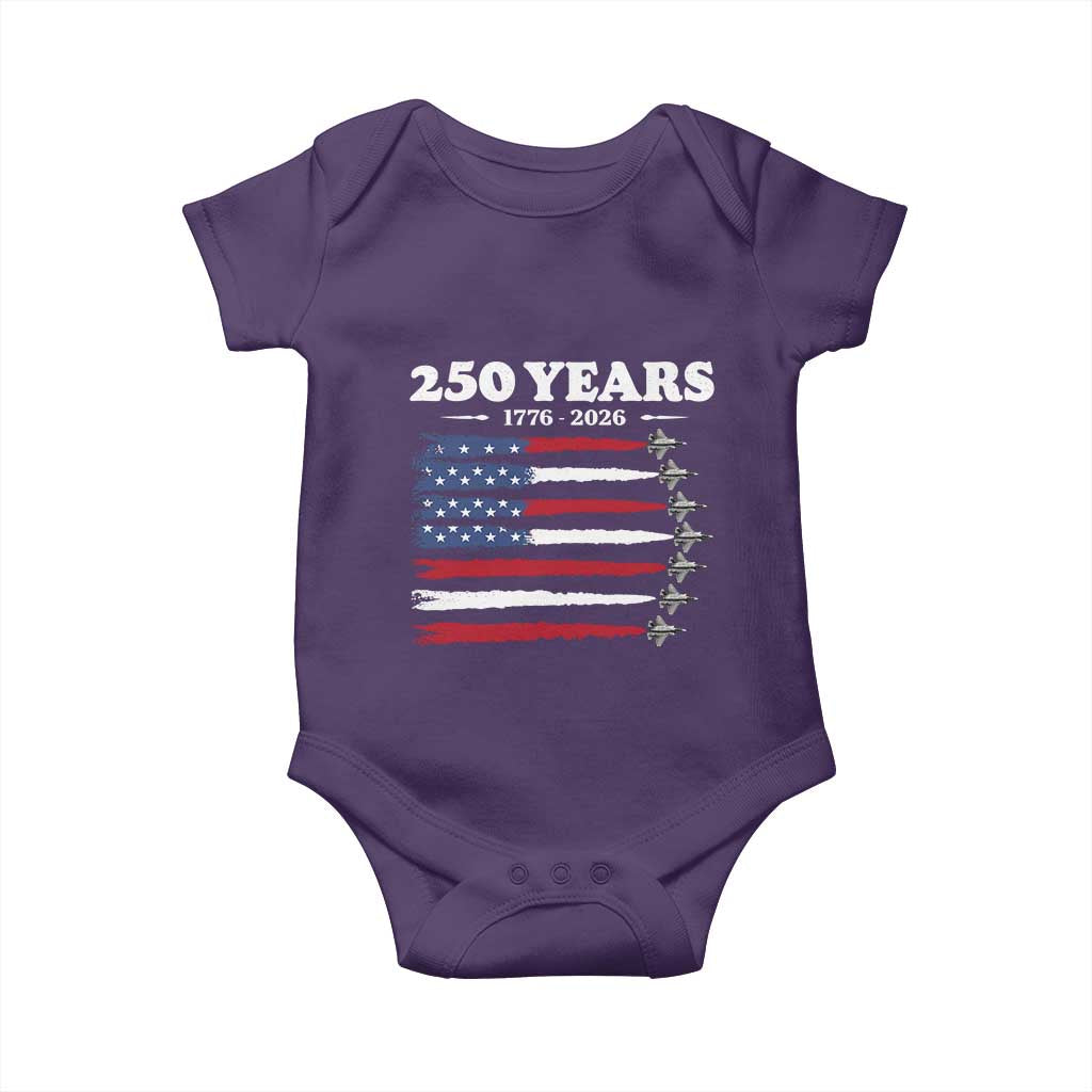 American Flag Fighter Jets Baby Onesie USA 250 Years Of Freedom