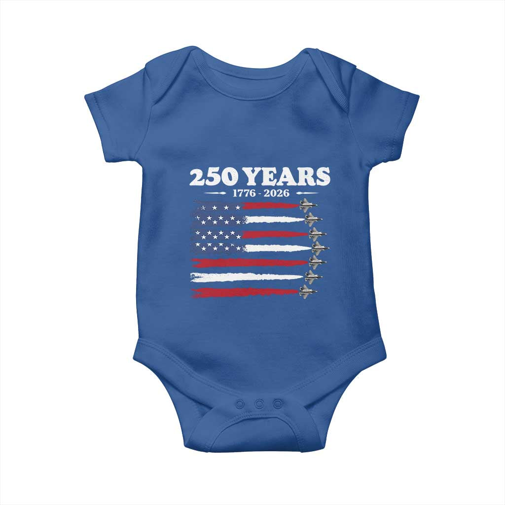 American Flag Fighter Jets Baby Onesie USA 250 Years Of Freedom