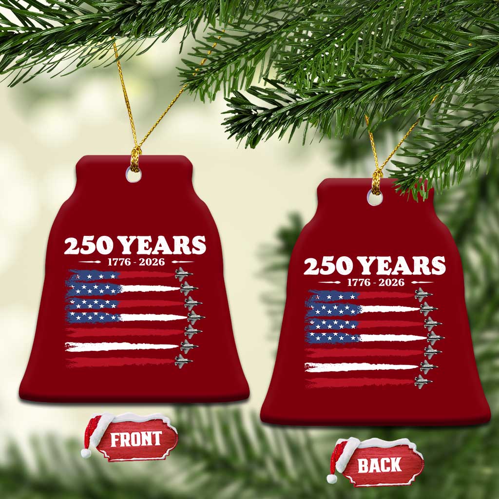 American Flag Fighter Jets Ceramic Ornament USA 250 Years Of Freedom
