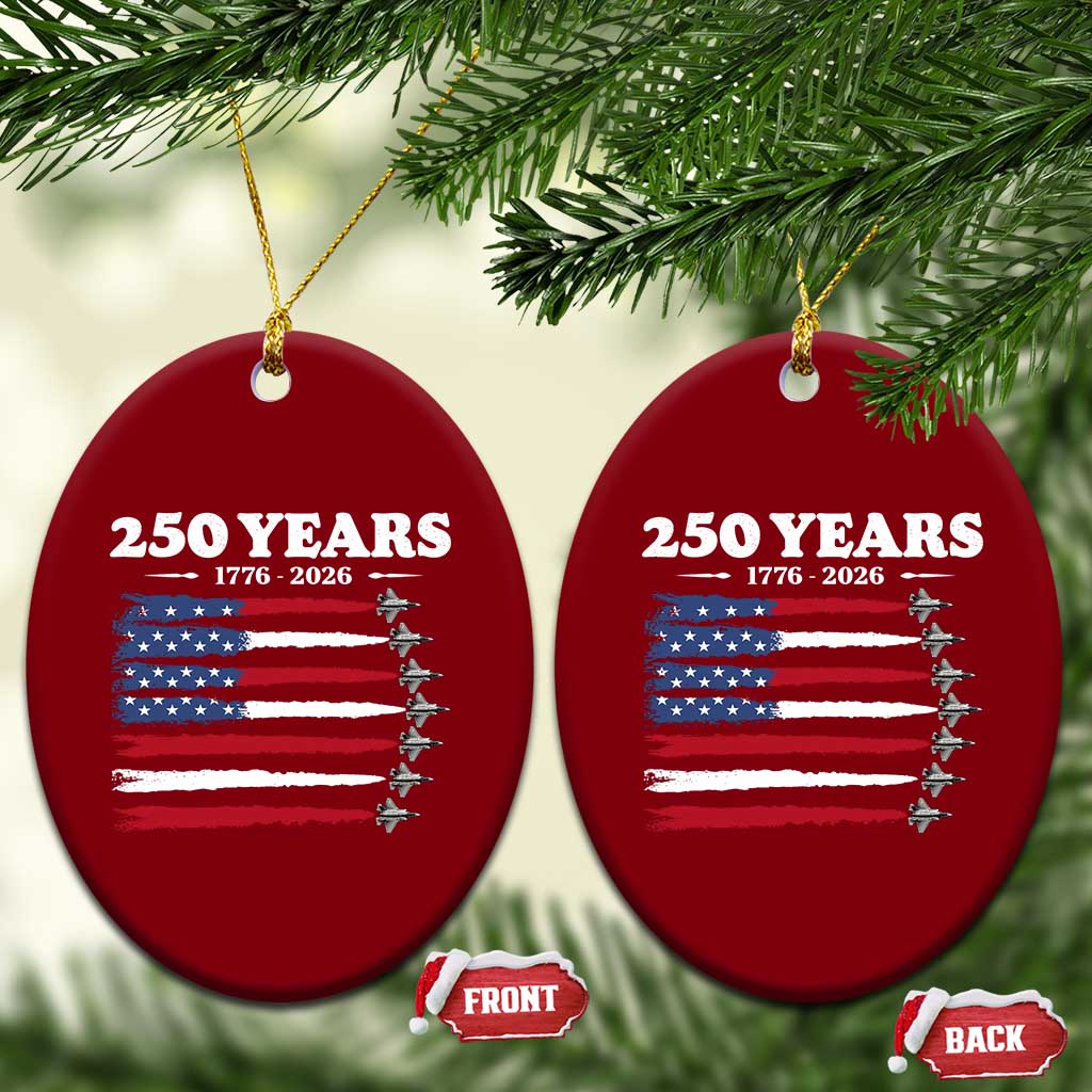 American Flag Fighter Jets Ceramic Ornament USA 250 Years Of Freedom