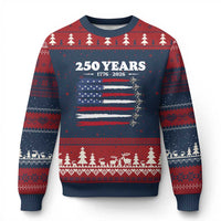 American Flag Fighter Jets Ugly Christmas Sweater USA 250 Years Of Freedom