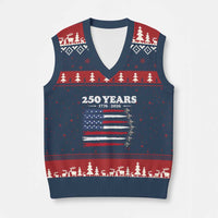 American Flag Fighter Jets V-Neck Knit Sweater Vest USA 250 Years Of Freedom