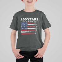 American Flag Fighter Jets T Shirt For Kid USA 250 Years Of Freedom