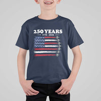 American Flag Fighter Jets T Shirt For Kid USA 250 Years Of Freedom