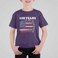 American Flag Fighter Jets T Shirt For Kid USA 250 Years Of Freedom