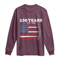 American Flag Fighter Jets Long Sleeve Shirt USA 250 Years Of Freedom