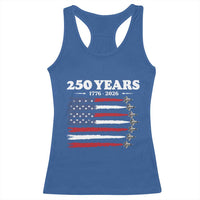 American Flag Fighter Jets Racerback Tank Top USA 250 Years Of Freedom
