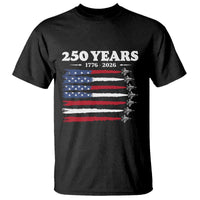 American Flag Fighter Jets T Shirt USA 250 Years Of Freedom