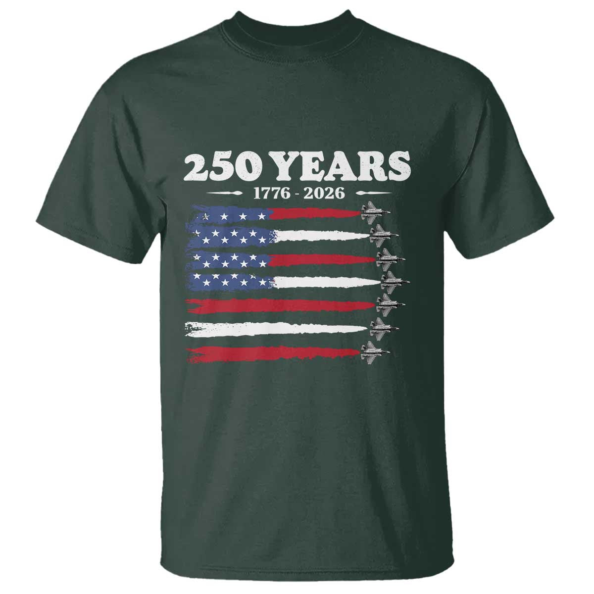 American Flag Fighter Jets T Shirt USA 250 Years Of Freedom