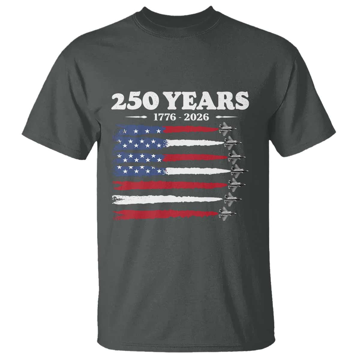 American Flag Fighter Jets T Shirt USA 250 Years Of Freedom