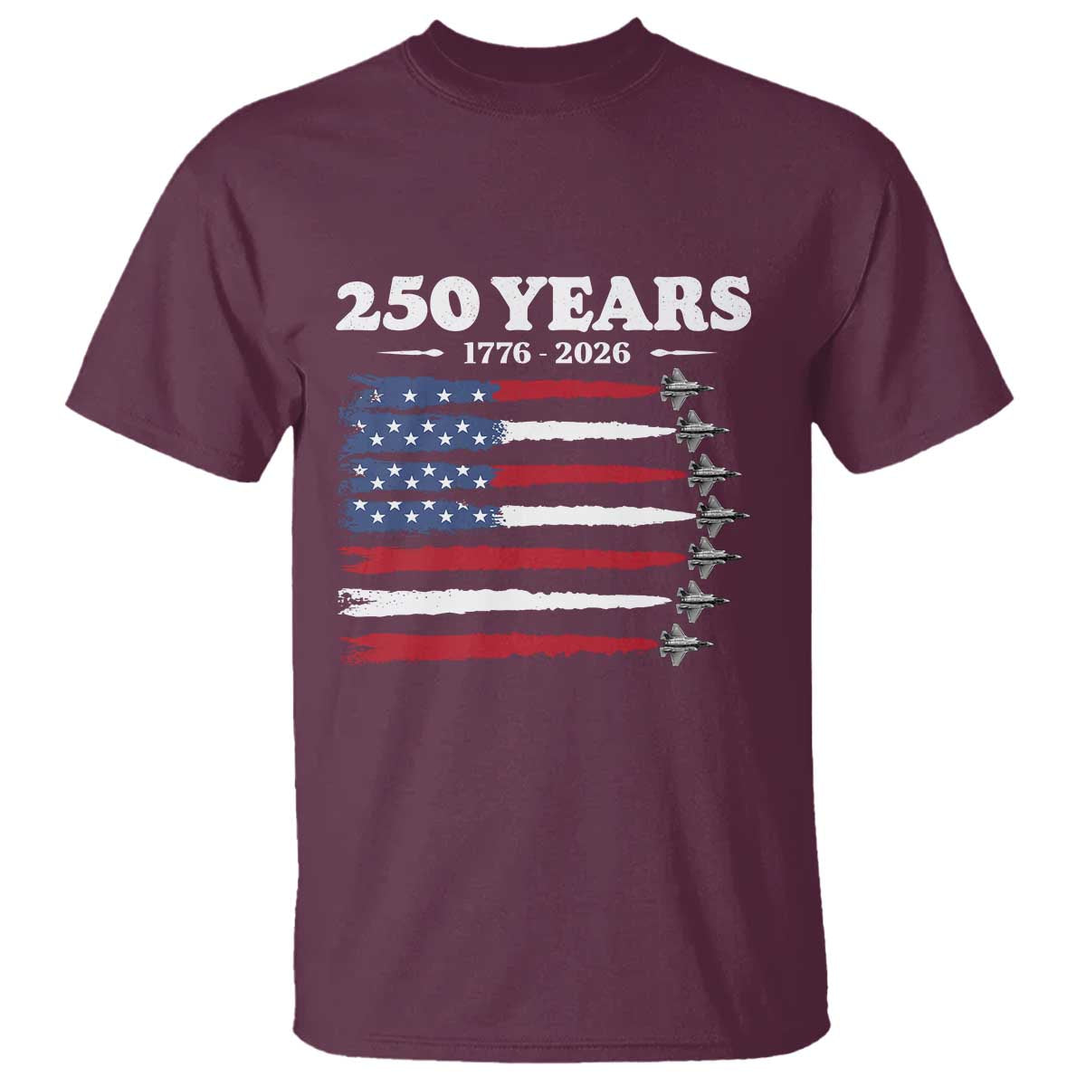 American Flag Fighter Jets T Shirt USA 250 Years Of Freedom