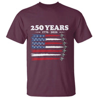 American Flag Fighter Jets T Shirt USA 250 Years Of Freedom