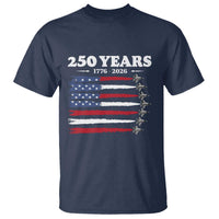 American Flag Fighter Jets T Shirt USA 250 Years Of Freedom