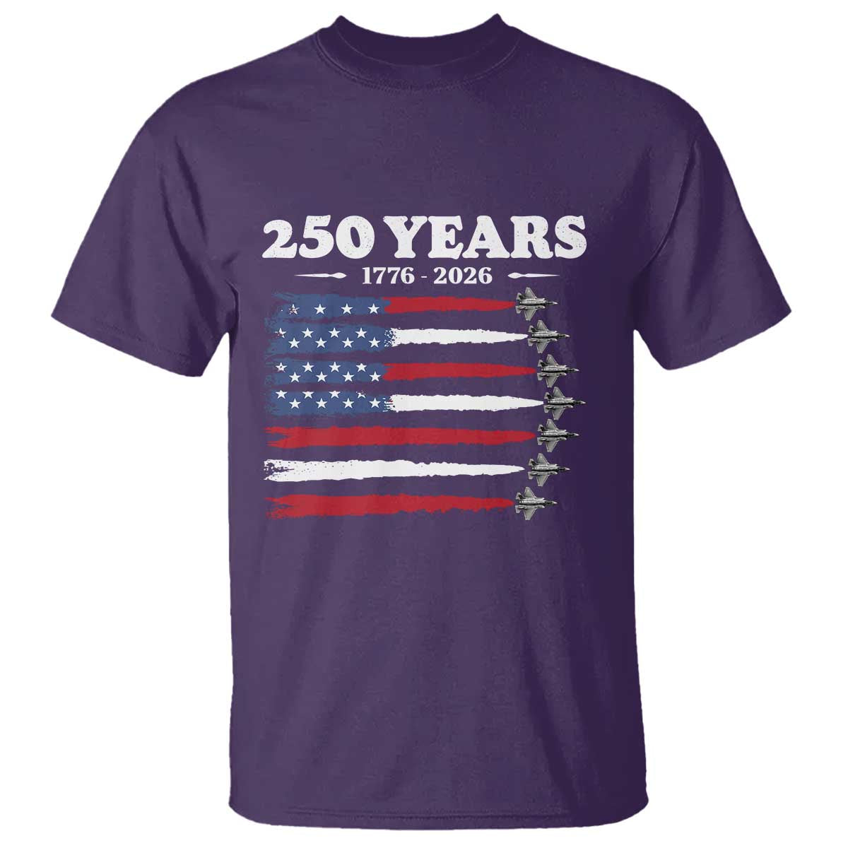 American Flag Fighter Jets T Shirt USA 250 Years Of Freedom