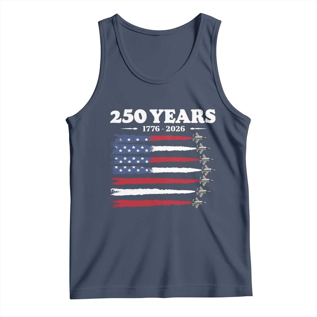 American Flag Fighter Jets Tank Top USA 250 Years Of Freedom