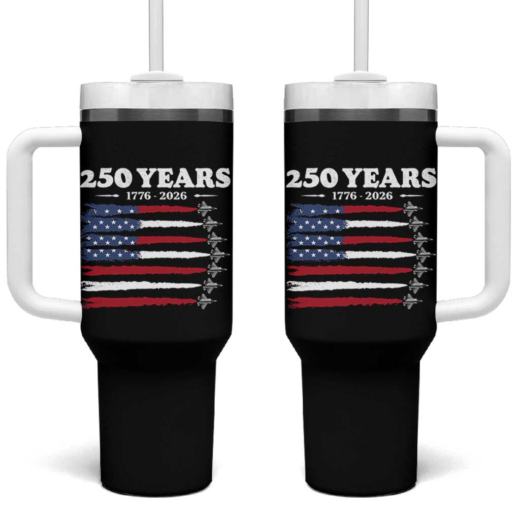 American Flag Fighter Jets Tumbler With Handle USA 250 Years Of Freedom