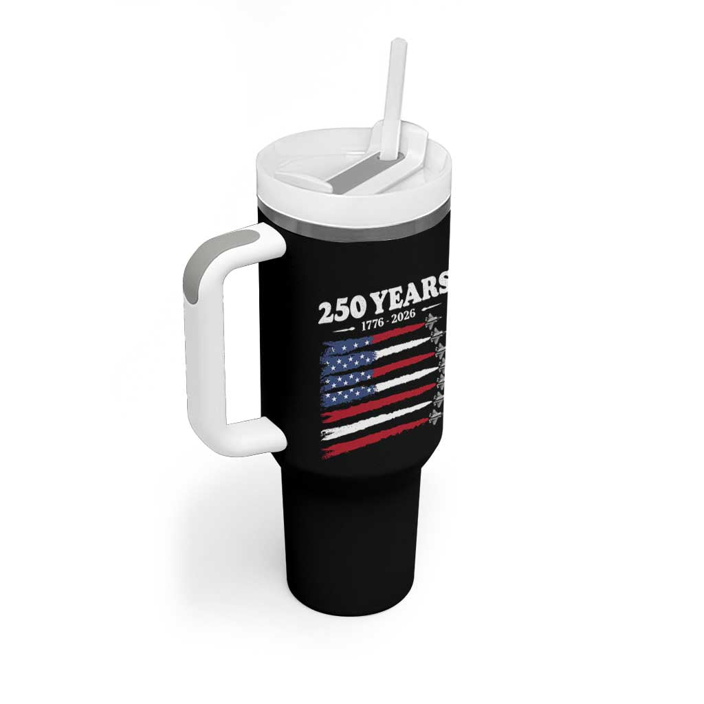 American Flag Fighter Jets Tumbler With Handle USA 250 Years Of Freedom