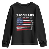 American Flag Fighter Jets Youth Sweatshirt USA 250 Years Of Freedom