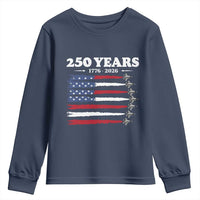 American Flag Fighter Jets Youth Sweatshirt USA 250 Years Of Freedom