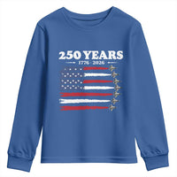 American Flag Fighter Jets Youth Sweatshirt USA 250 Years Of Freedom